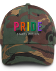 Pride Starts Within Embroidered Hat in Green Camo by Gaddies