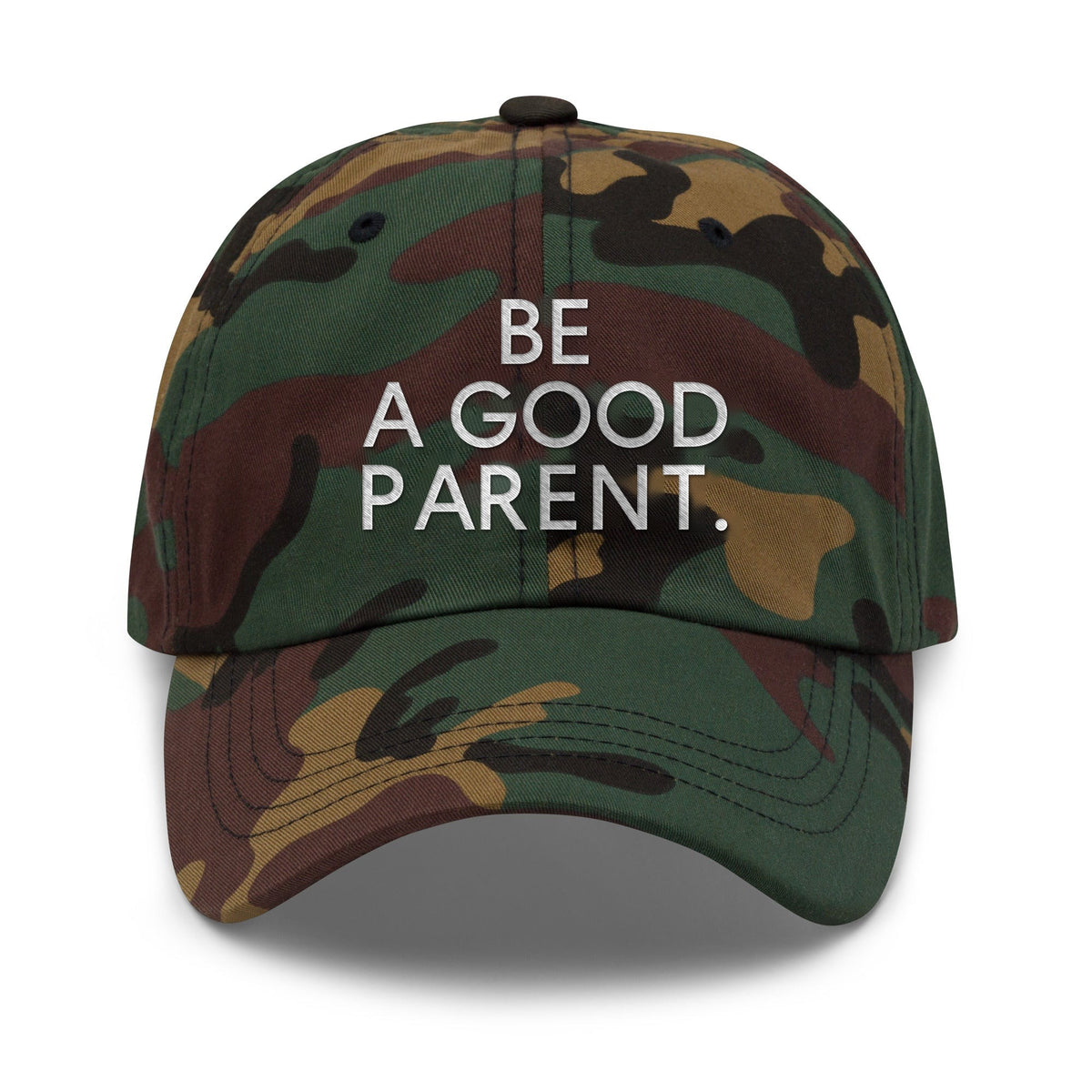 Be A Good Parent Hat (embroidered) in Green Camo by Gaddies